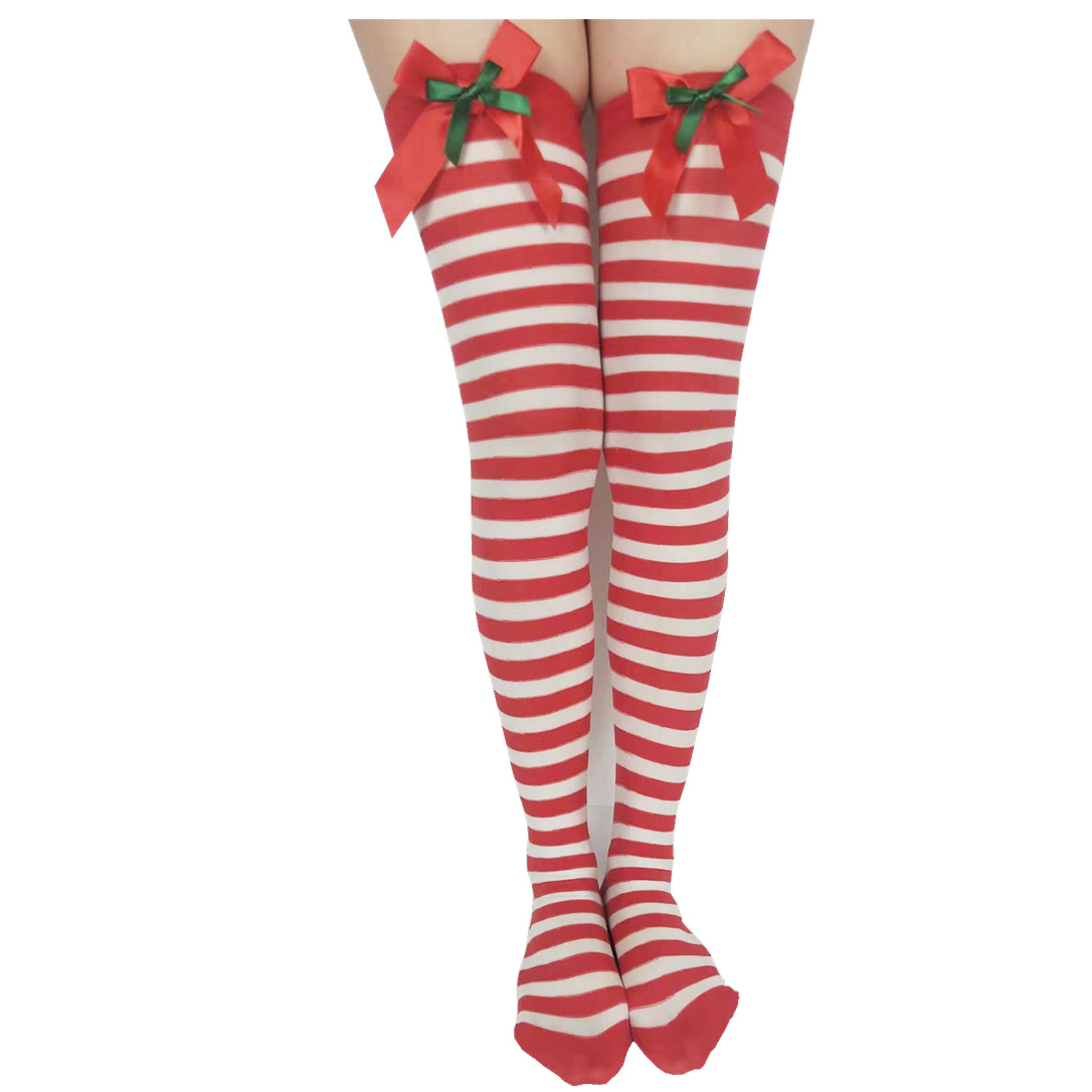 Holiday Party Christmas Bow Striped Socks Christmas Stockings